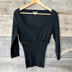 Cache VTG Y2K 90s Womens Baby Doll Scoop Neck Top M Black Whimsigoth Coquette